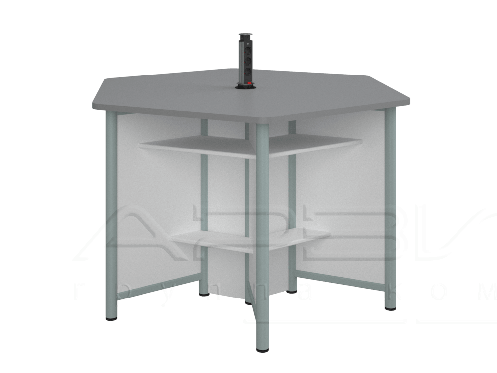 Стол с полками физический на 3 человека