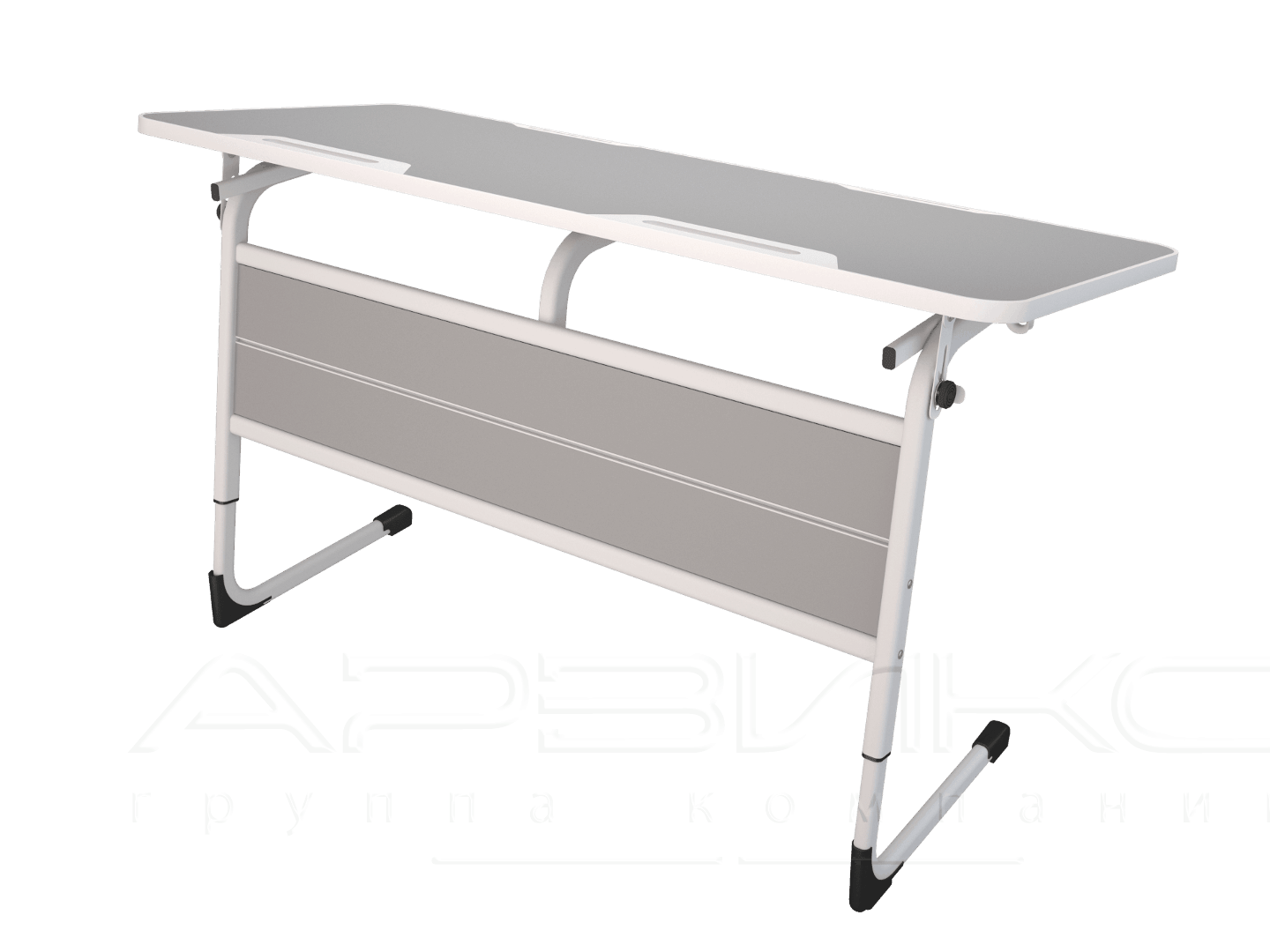 Стол ученический двухместный регулируемый с литой кромкой, регулируемый угол наклона, царга, 5-7 гр.