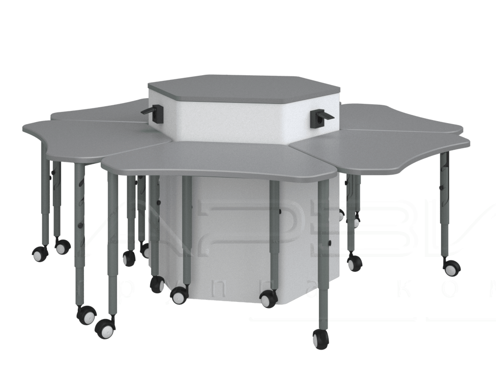 Стол с сервисной тумбой физический на 6 человек (MOLDPLAST)
