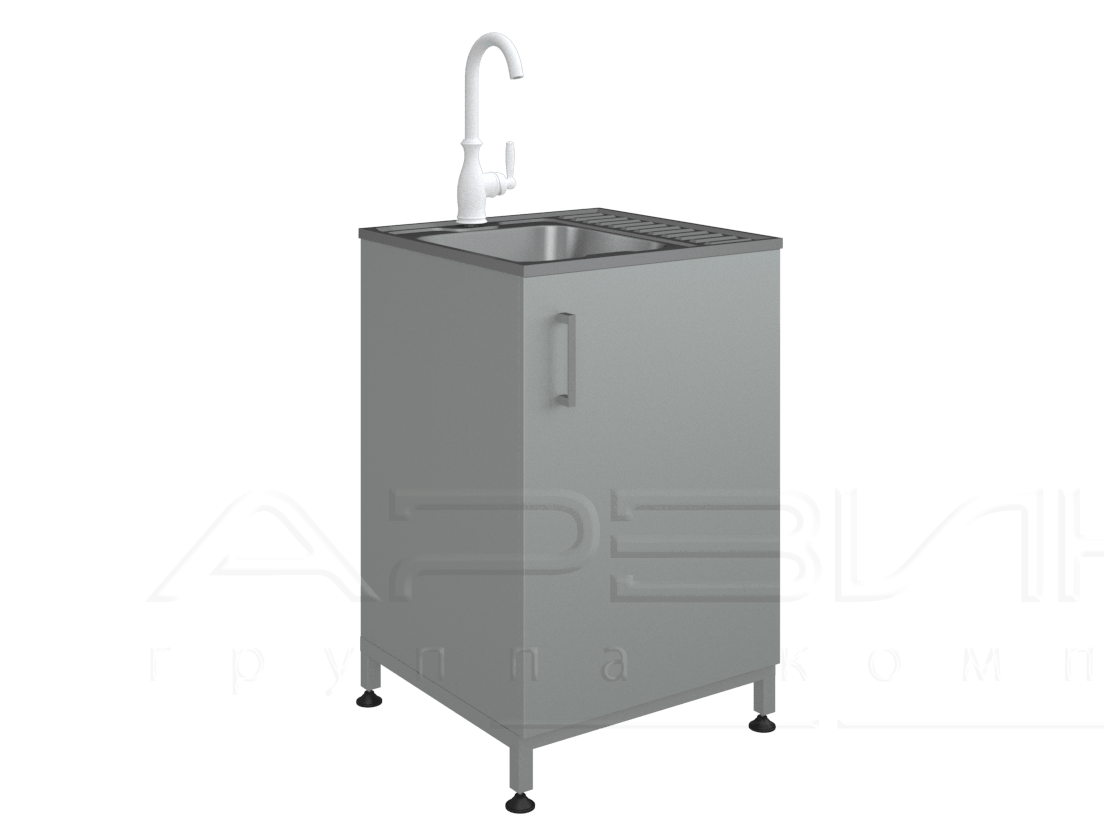 Тумба с мойкой металлическая 600мм_1080