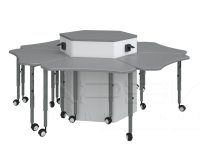 Стол с сервисной тумбой физический на 6 человек (MOLDPLAST)